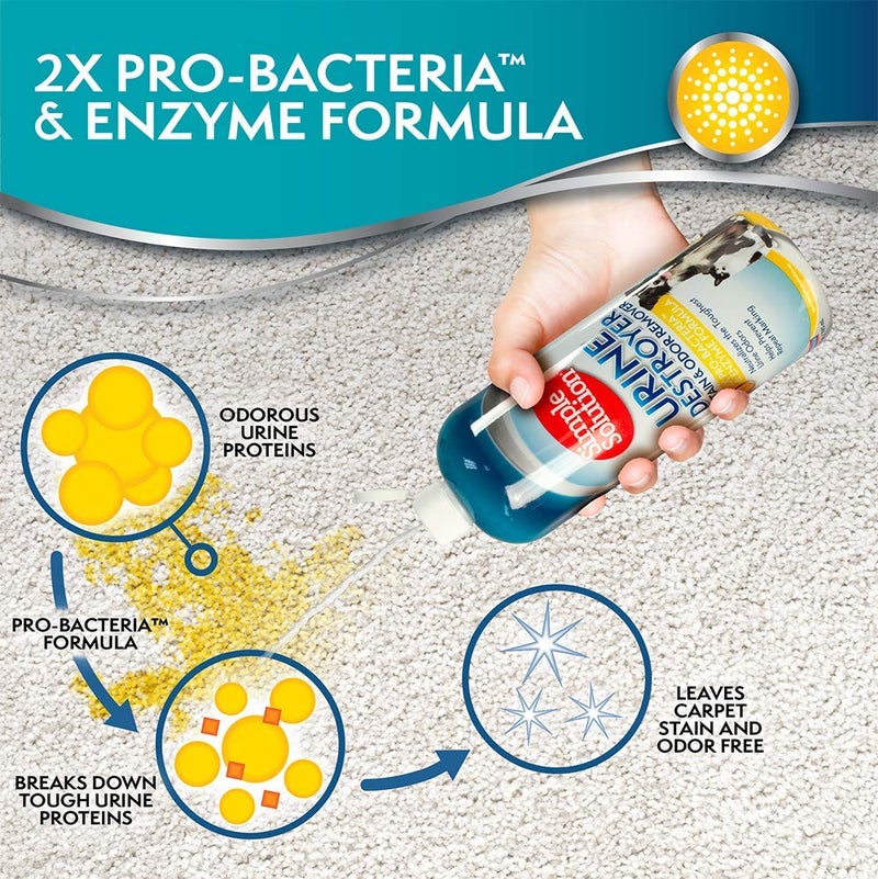 Simple Solution Urine Destroyer Enzymatic Cleaner | Pet Stain and Odor Remover with 2X Pro-bacteria Cleaning Power | 32 Ounces - Image 2