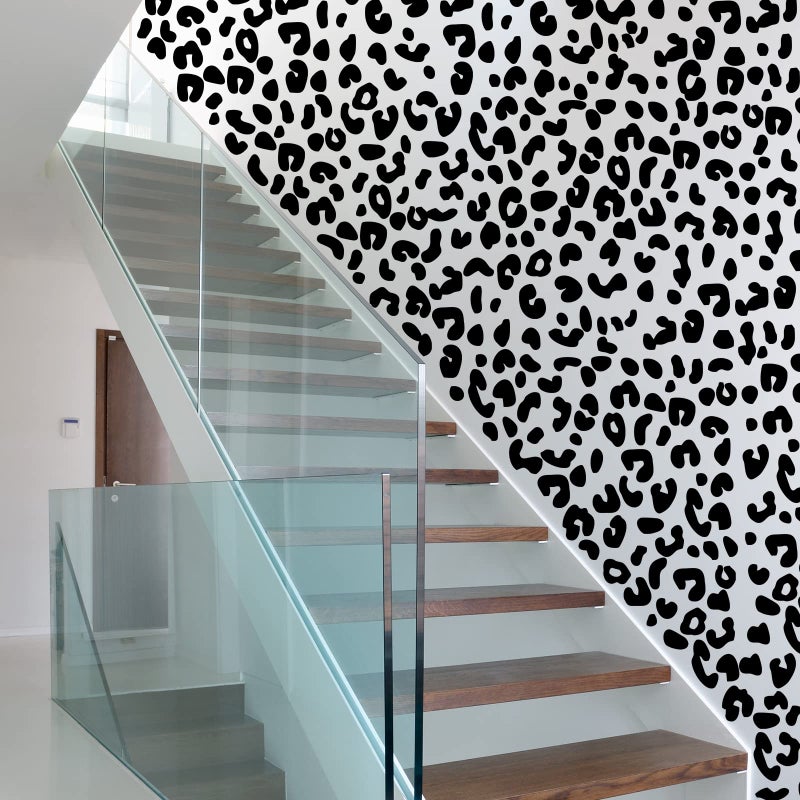 Outus 4 Sheets Leopard Print Wall Decal Black Cheetah Wallpaper Leopard Spot Wall Stickers Diy Removable Peel And Stick Back To School Wallpaper For Nursery Car Door Classroom Decoration(Black) - Image 5