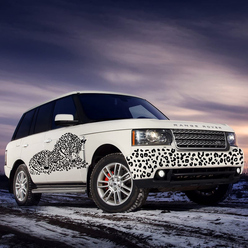 Outus 4 Sheets Leopard Print Wall Decal Black Cheetah Wallpaper Leopard Spot Wall Stickers Diy Removable Peel And Stick Back To School Wallpaper For Nursery Car Door Classroom Decoration(Black) - Image 2