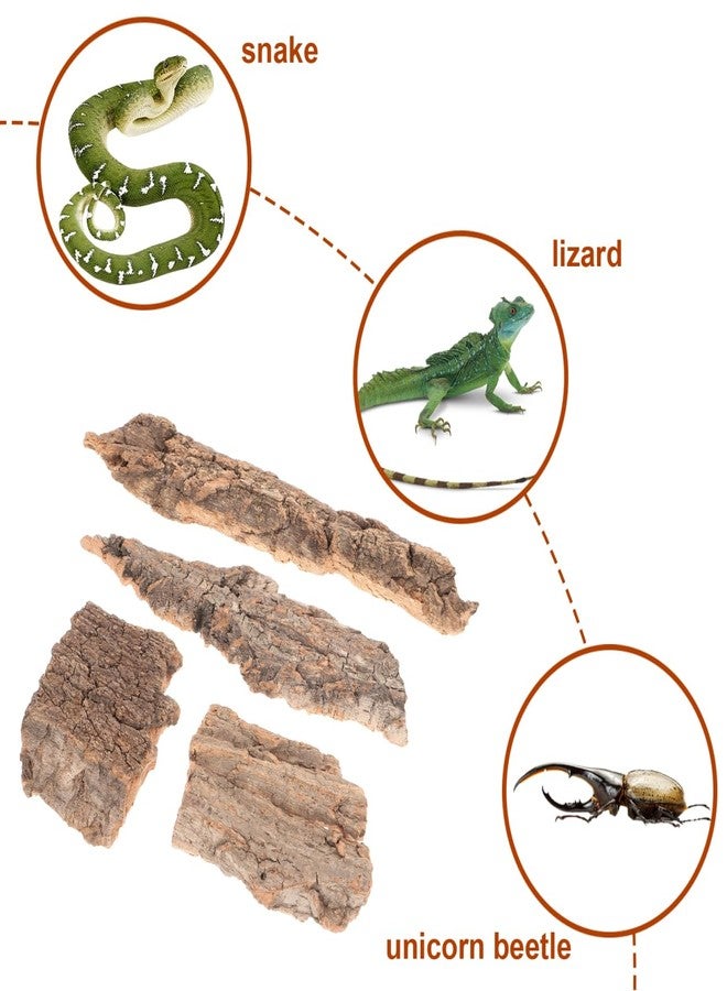 توي اند اونا مجموعة توياندونا من 4 قطع من لحاء الأشجار لتزيين الزواحف، لحاء فلين طبيعي، إكسسوارات تيراريوم لإخفاء الزواحف، موطن الثعابين، ديكور حوض السلاحف - Image 3