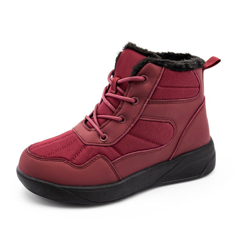 ChayChax Women's Winter Snow Boots with Fur Lined Lightweight Ankle Booties Anti Slip Comfortable Warm Winter Shoes, Burgundy, 7.5 - Image 1