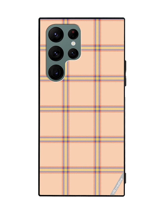VR CREATIVE Protective Case Cover For Samsung Galaxy S22 Ultra 5G Check Seamless Pattern In Beige Vector Design Multicolour - Image 1