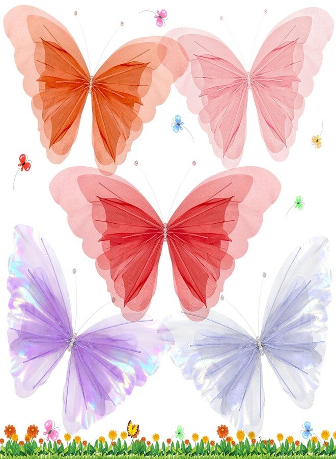 LSLYHTC 5Pcs Large Butterfly Party Decorations, 3D Silk Big Butterfly Decorations 20.5 Inch Mariposas Grandes para Decoracion for Baby Shower Decor Spring Garden Party Nursery Decor Wedding Homes Supplies - Image 1