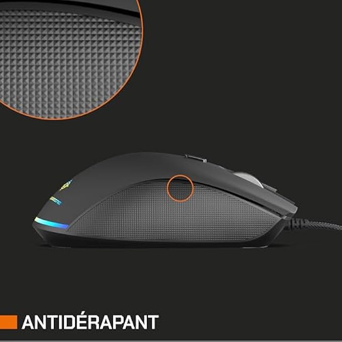 NOVA GAMING LEO WIRED GAMING MOUSE - ULTRA CLEAR OPTICAL SENSOR - DPI ADJUSTABLE BETWEEN 200 AND 12800 DPI, RGB, 12 LED ANIMATIONS, 6 PROGRAMMABLE BUTTONS, 1.5M BRAIDED - Image 2