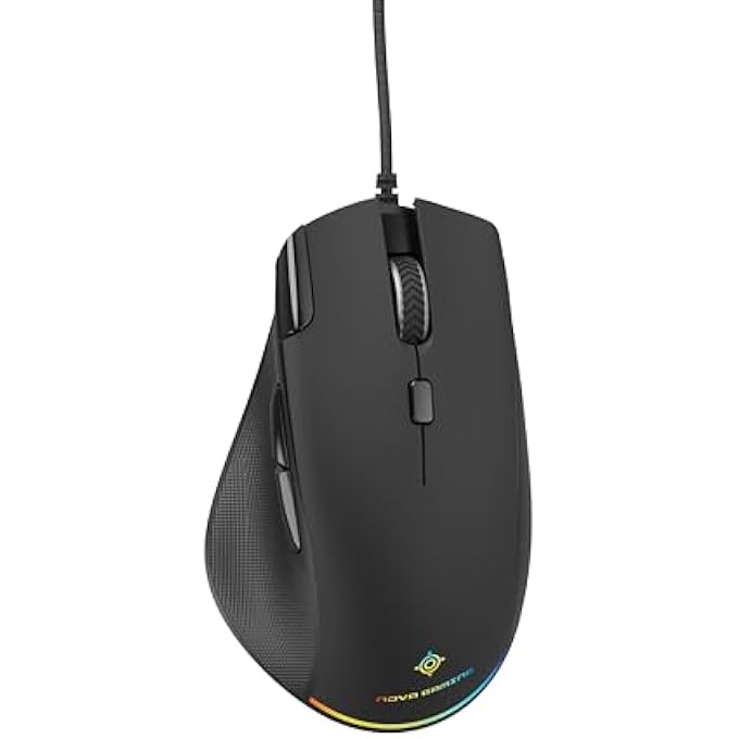NOVA GAMING LEO WIRED GAMING MOUSE - ULTRA CLEAR OPTICAL SENSOR - DPI ADJUSTABLE BETWEEN 200 AND 12800 DPI, RGB, 12 LED ANIMATIONS, 6 PROGRAMMABLE BUTTONS, 1.5M BRAIDED - Image 1