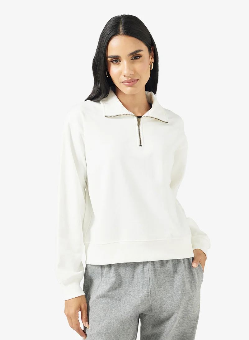 Ginger Basics Cotton Zip Up Oversize Sweatshirt