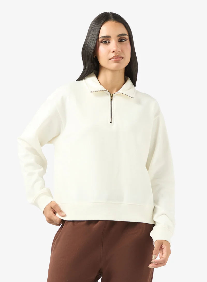 Cotton Zip Up Oversize Sweatshirt