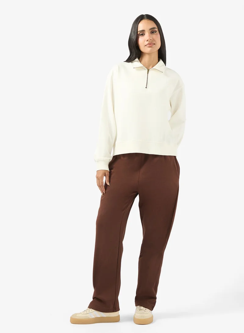 Ginger Basics Cotton Zip Up Oversize Sweatshirt