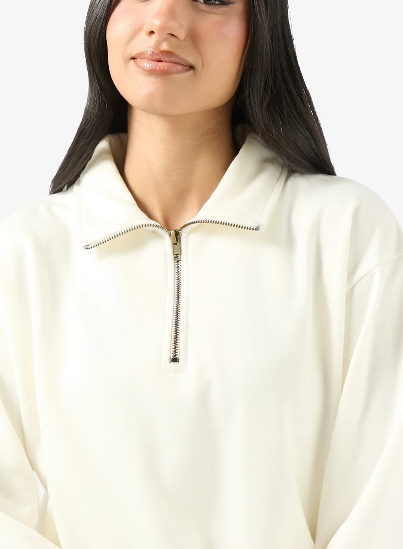 Ginger Basics Cotton Zip Up Oversize Sweatshirt