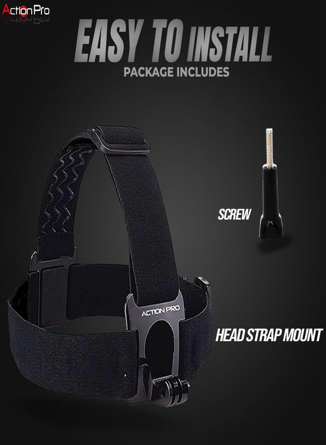 Action Pro Head Strap Mount and Screw Compatible with GoPro-13/12/11/10/9/8/7/6/5/4/3+/3/SJCAM/Xiaomi/YI/Eken Action Camera - Image 2