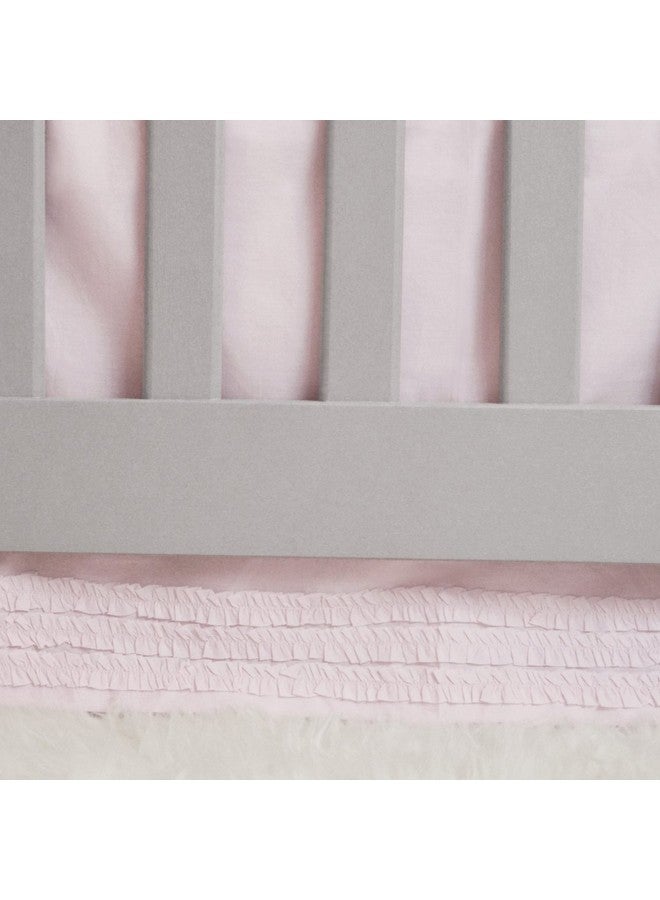 Hello Spud - Crib Skirt Petite Ruffle Pink - Cotton - 15 Inch Drop - Image 2