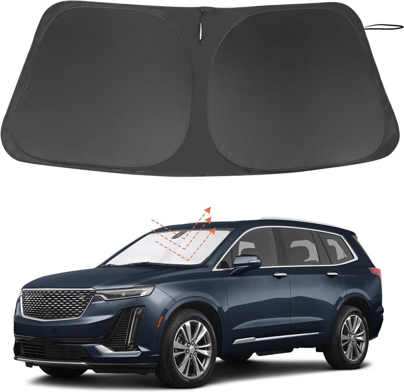 LHFLIVE Windshield Sun Shade Custom Fit for 2020-2024 2025 Cadillac XT6 Accessories Foldable Sunshade Sun Blocker Protect Car from Sun Rays & Heat Damage Keep Car Cooler - Image 1