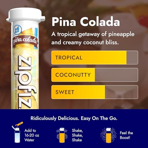 Zipfizz Daily Energy Drink Powder, Pina Colada, 20 Pack | 3-in-1 Sustained Energy, Rapid Hydration, and Essential Vitamins | Sugar-Free | Electrolyte Powder | Contains Vitamin B-12 & Antioxidants - Image 4