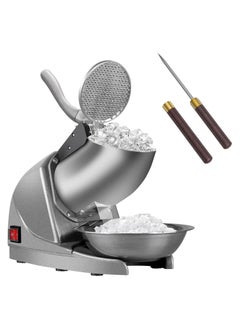Generic Electric Ice Crusher Triple Blades Ice Crusher Shaver 286lbs/hr Stainless Steel Shaved Ice Machine 380W Snow Cone Machine 1500 RPM Ice Shaving Machine Commercial And Domestic Silver  - Image 1