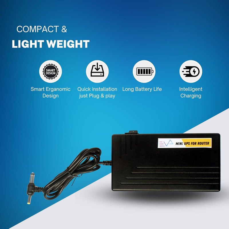 EVA ELETRONICS EVA Mini UPS for 9V WiFi Router | Backup Upto 5 Hours | 6000 mAh Battery | Uninterruptible Power Supply | All 9V (0.5A - 3A) WiFi Routers | Zero Lag Switching | Power Backup During Power Cuts - Image 4