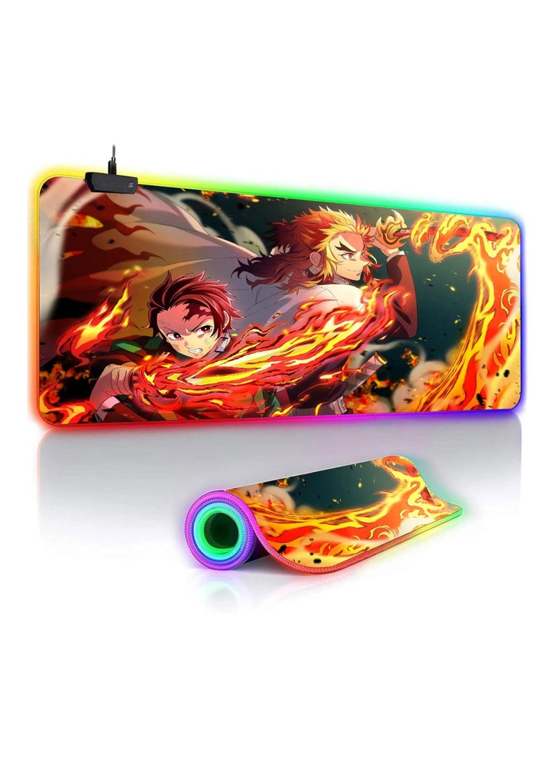 General RGB Gaming Anime Mouse Pad Custom Table Pad, Mouse Pad with Non Slip Rubber Base and Stitched Edge Mouse Pad for Portable Table Pad for Office, Computer Work, Gaming, Desktop Decoration 31.5X15.7 INCH  - Image 1