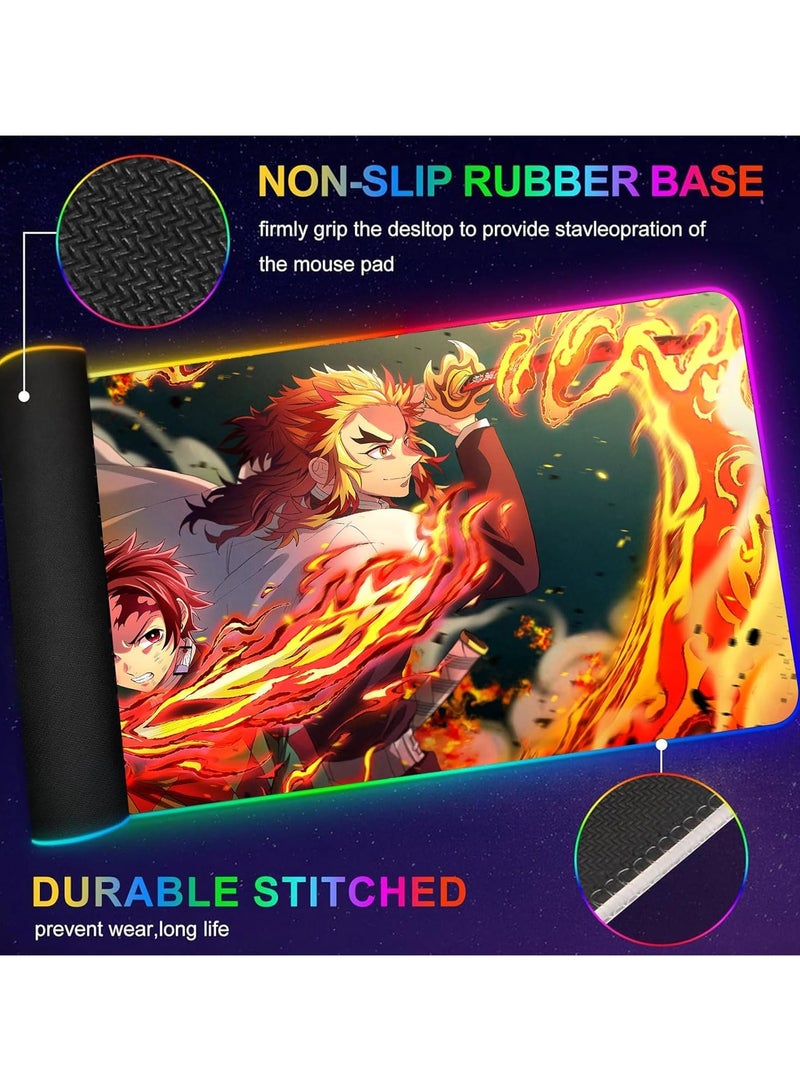 General RGB Gaming Anime Mouse Pad Custom Table Pad, Mouse Pad with Non Slip Rubber Base and Stitched Edge Mouse Pad for Portable Table Pad for Office, Computer Work, Gaming, Desktop Decoration 31.5X15.7 INCH  - Image 2