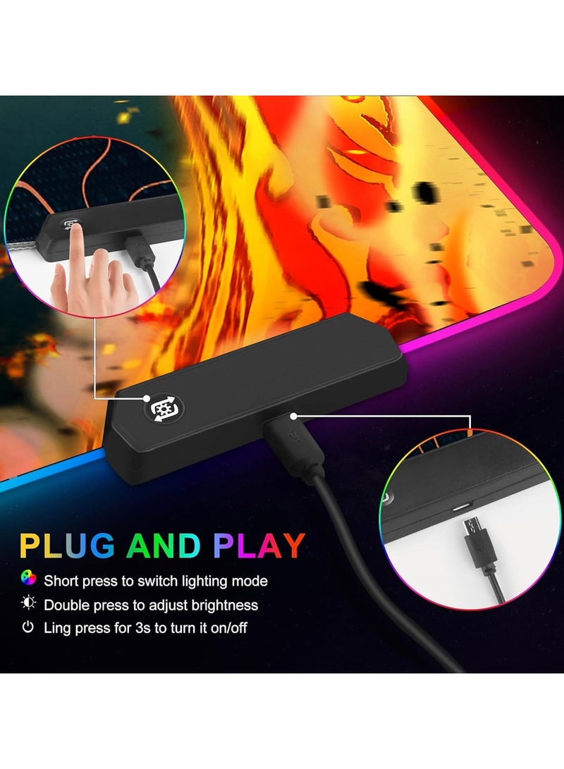 General RGB Gaming Anime Mouse Pad Custom Table Pad, Mouse Pad with Non Slip Rubber Base and Stitched Edge Mouse Pad for Portable Table Pad for Office, Computer Work, Gaming, Desktop Decoration 31.5X15.7 INCH  - Image 3