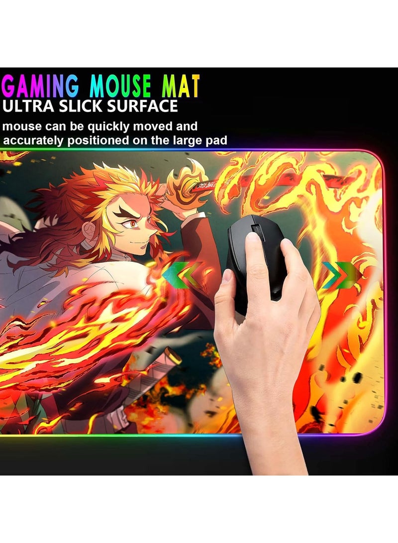 General RGB Gaming Anime Mouse Pad Custom Table Pad, Mouse Pad with Non Slip Rubber Base and Stitched Edge Mouse Pad for Portable Table Pad for Office, Computer Work, Gaming, Desktop Decoration 31.5X15.7 INCH  - Image 4