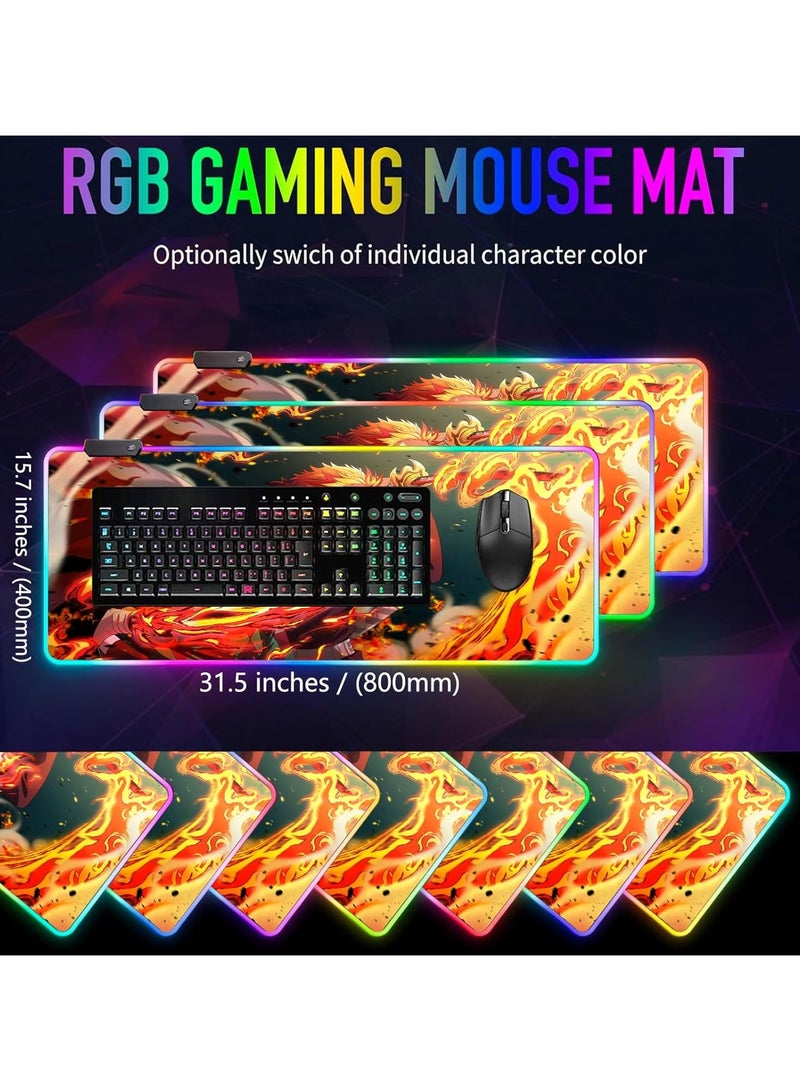 General RGB Gaming Anime Mouse Pad Custom Table Pad, Mouse Pad with Non Slip Rubber Base and Stitched Edge Mouse Pad for Portable Table Pad for Office, Computer Work, Gaming, Desktop Decoration 31.5X15.7 INCH  - Image 5