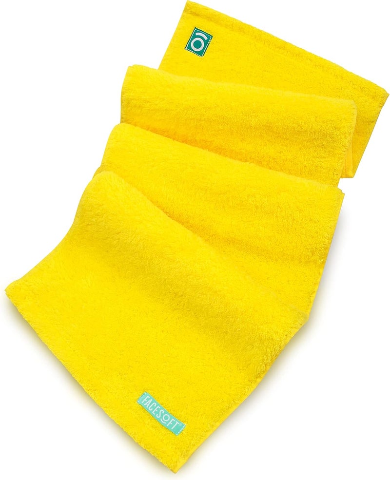 FACESOFT Eco Friendly Gym Towel for Working Out - Soft and Absorbent Cotton Exercise Towel - No Synthetic Microfibers or Plastics - Sweat Towel for Gym, Fitness, Sports, Yoga - Yellow - 1 Pc - Image 1