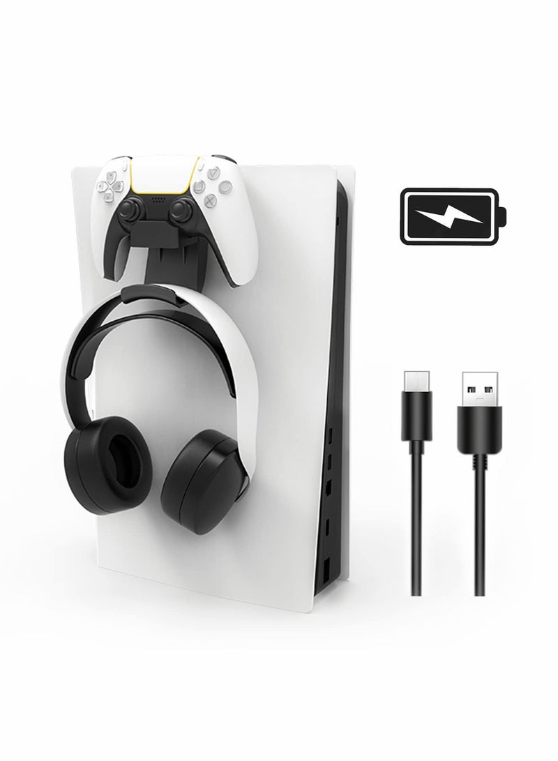 PS5 Controller Charger Stand with Headset Hanger - Organize and Charge Your Game Accessories - Image 1