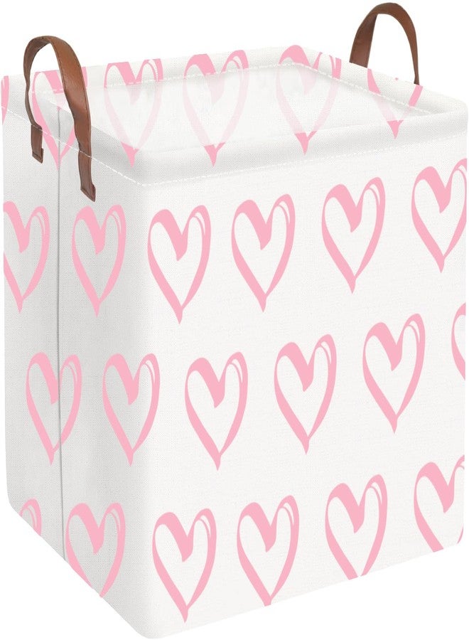 FXOCSHE Heart basket,Pink Hearts Basket,Collapsible waterproof nursery laundry basket,girls gift basket,kids toy storage Bin, Love Heart Room Decor for Home,Shelf Baskets(Pink) - Image 1