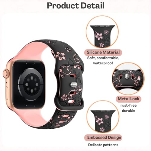 Flavizo Soft Silicone Watch Strap Compatible with Apple Watch Series 9 8 7 6 SE 5 4 3 2 1 Ultra – Adjustable Sport Watch Band for Men & Women, 38mm 40mm 41mm - Image 3