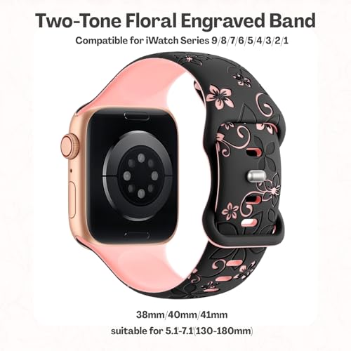 Flavizo Soft Silicone Watch Strap Compatible with Apple Watch Series 9 8 7 6 SE 5 4 3 2 1 Ultra – Adjustable Sport Watch Band for Men & Women, 38mm 40mm 41mm - Image 2