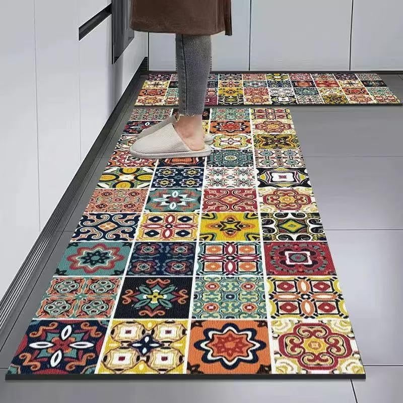 Mattitude Rubber Kitchen Mats for Floor Set of 2 Pcs | Non-Skid, Soft Absorbent Rectangular Rugs for Kitchen, Laundry, and Hallway | 120X40Cm, 40X60Cm| 4Mm Thickness (Multi Colour) - Image 1
