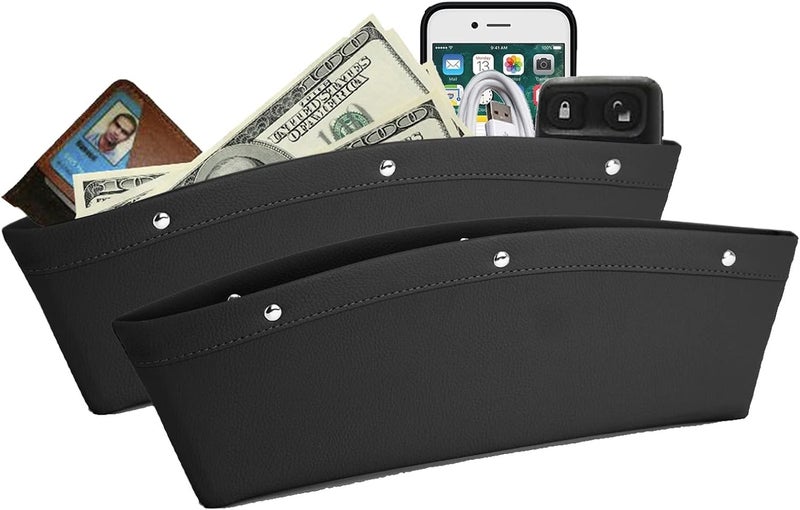 lebogner 2 Pack Car Seat Gap Filler - Premium PU Leather Console Organizer - Image 1