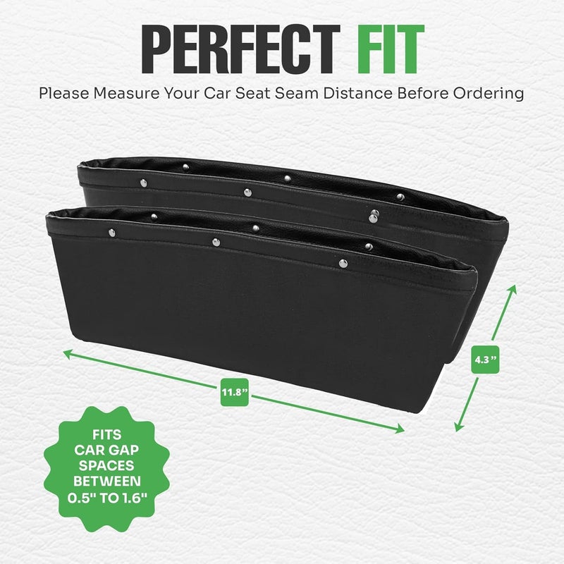 lebogner 2 Pack Car Seat Gap Filler - Premium PU Leather Console Organizer - Image 4