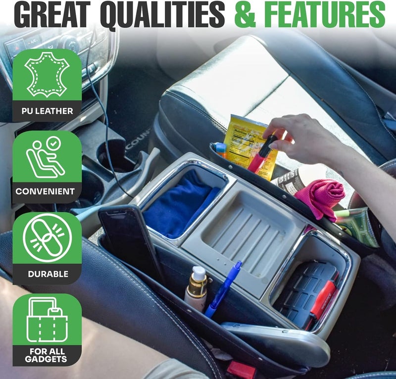 lebogner 2 Pack Car Seat Gap Filler - Premium PU Leather Console Organizer - Image 3