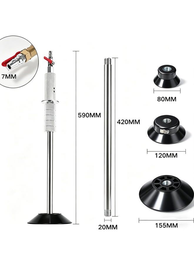 VQP Pneumatic Dent Puller, Pneumatic Suction Cup Dent Puller with 3 Suction Cups (3.2", 4.7", 6.1”), Car Dent Puller Kit, Auto Body Dent Repair Kit, 23.2” Length - Image 4