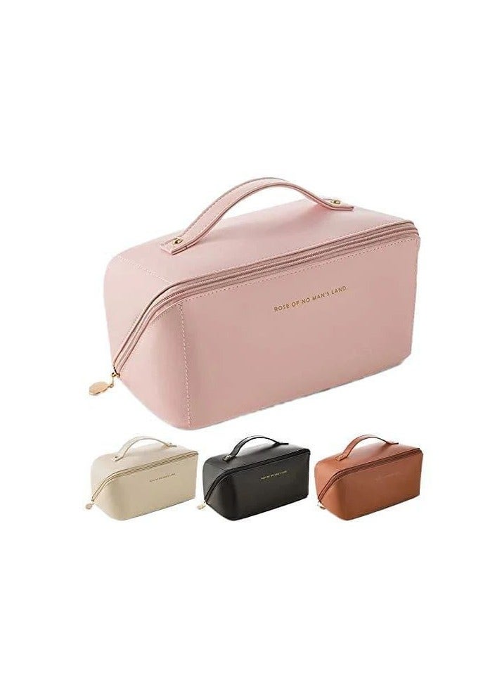 Large capacity makeup bag for women to store and organize makeup and toiletries, waterproof for girls, with handle for travel - Image 1