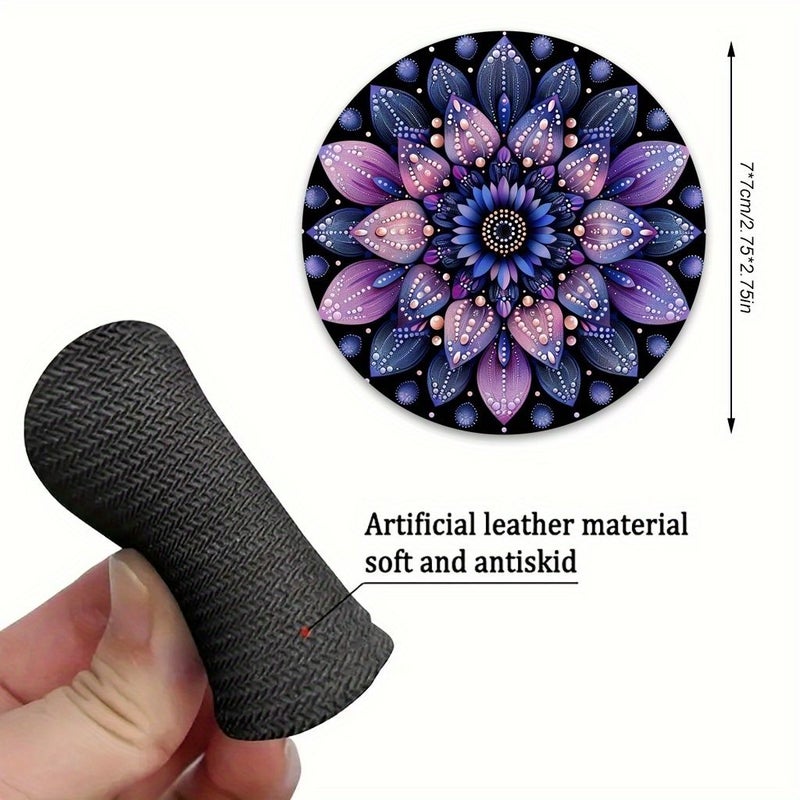 Deep Purple Navy Blue Mandala Car Coasters 2pcs Non-Slip Cup Holders - Image 2