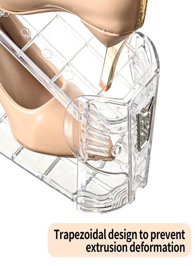 Uni HIMO Shoe Slots Organizer,Elephant Shoe Rack Stable and Thick,Clear Shoe Stacker with 3 Adjustable Level for Sneakers Display (Transparent - Silver, 12Pack) - Image 5