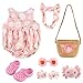 BABESIDE 1620 Inch Reborn Baby Doll Clothes Set with 16 Inch Doll Shoes for Reborn Dolls Summer Floral Babydoll Clothes with Bag Headband for Realistic Baby Dolls Accessories Pink - Image 2