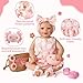 BABESIDE 1620 Inch Reborn Baby Doll Clothes Set with 16 Inch Doll Shoes for Reborn Dolls Summer Floral Babydoll Clothes with Bag Headband for Realistic Baby Dolls Accessories Pink - Image 4