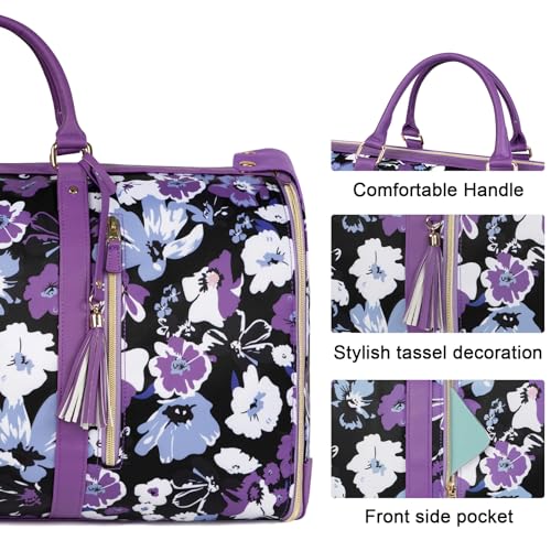 Ytonet Carry On Garment Bag for Women, Convertible Garment Bag for Travel with Shoe Pouch, Water Resistant Travel Duffel Bag, 2 in 1 Hanging Suitcase Suit Travel Bags Weekender Bag, Floral - Image 5