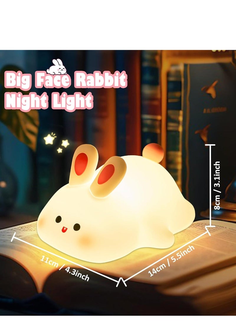 ELTRAZONE Big Face Rabbit Night Light for Kids – Cute Bunny Lamp, Rechargeable Silicone Rabbit LED Light, Kawaii Baby Night Light, Soft Glow for Kids' Rooms, Perfect Gift for Girls & Nursery Decor - Image 5