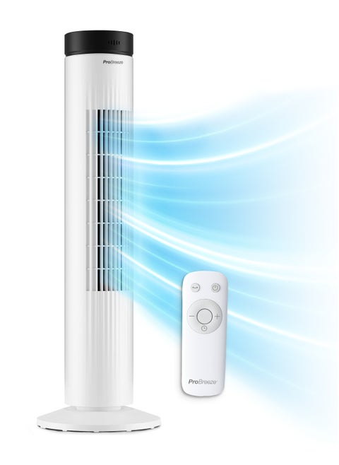 30" Tower Fan with 7-Hour Digital Timer, Remote Control, 3 Cooling Fan Modes & LED Light Indicator - Powerful & Energy-Efficient Electric Fan for Home and Office - White