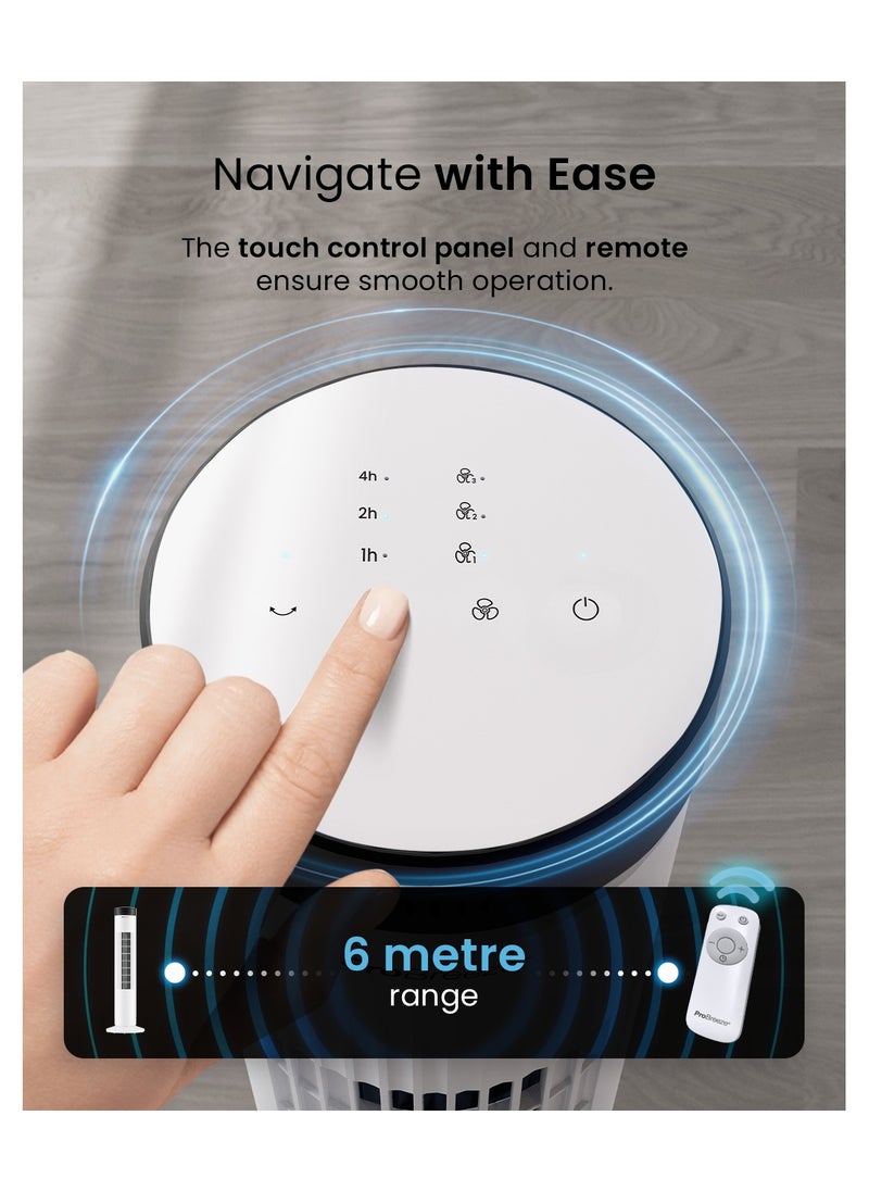 30" Tower Fan with 7-Hour Digital Timer, Remote Control, 3 Cooling Fan Modes & LED Light Indicator - Powerful & Energy-Efficient Electric Fan for Home and Office - White