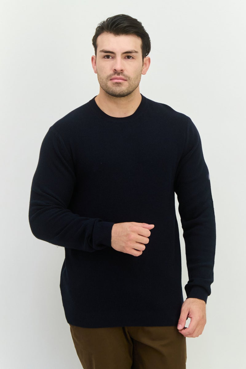 Sorbino Men Crew Neck Long Sleeves Knitted Sweater, Navy - Image 1