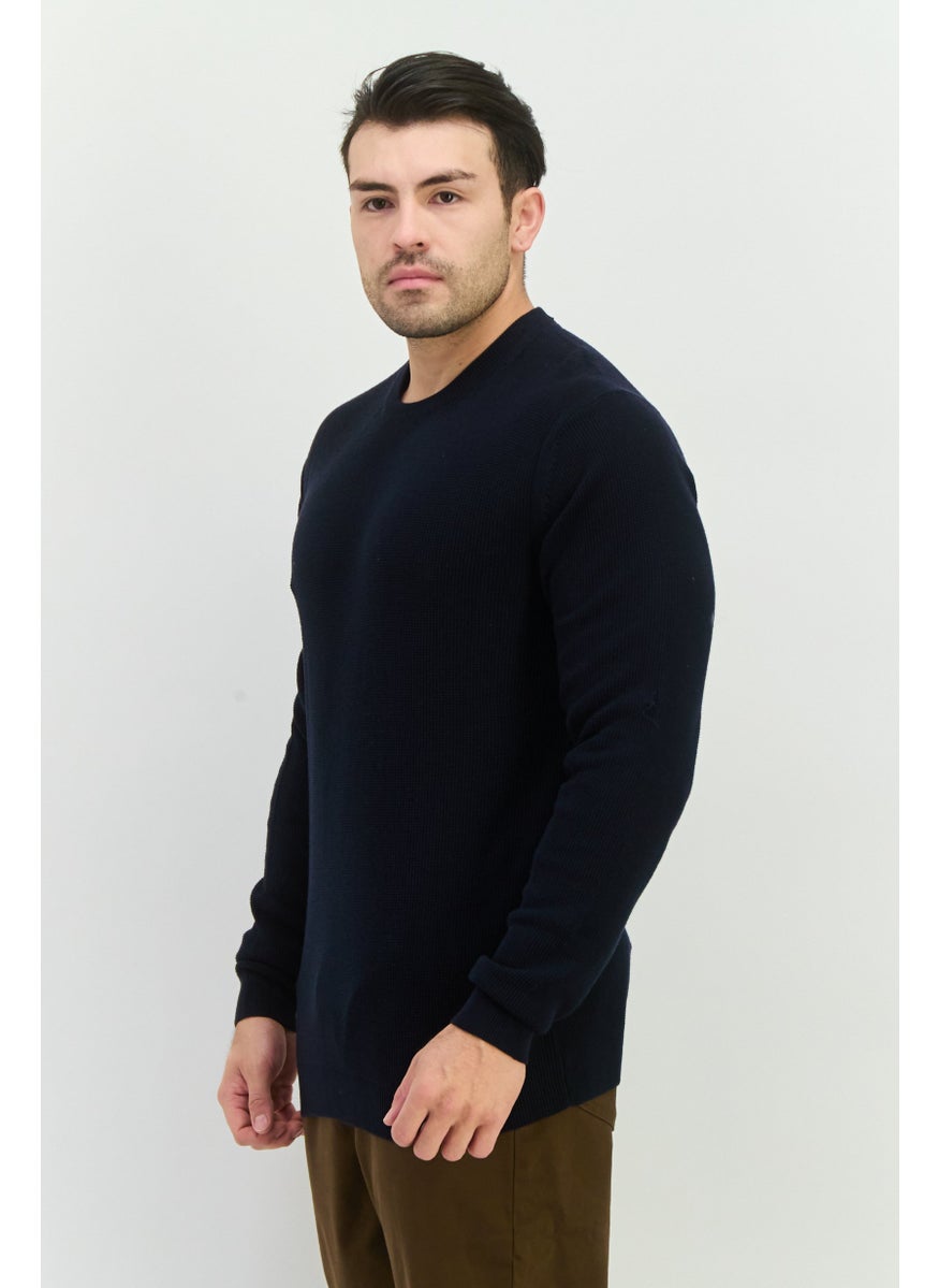 Men Crew Neck Long Sleeves Knitted Sweater, Navy - pzsku/Z15BFA368275720E01402Z/45/_/1738074248/409f6010-328c-4995-af6d-35ce345bc865