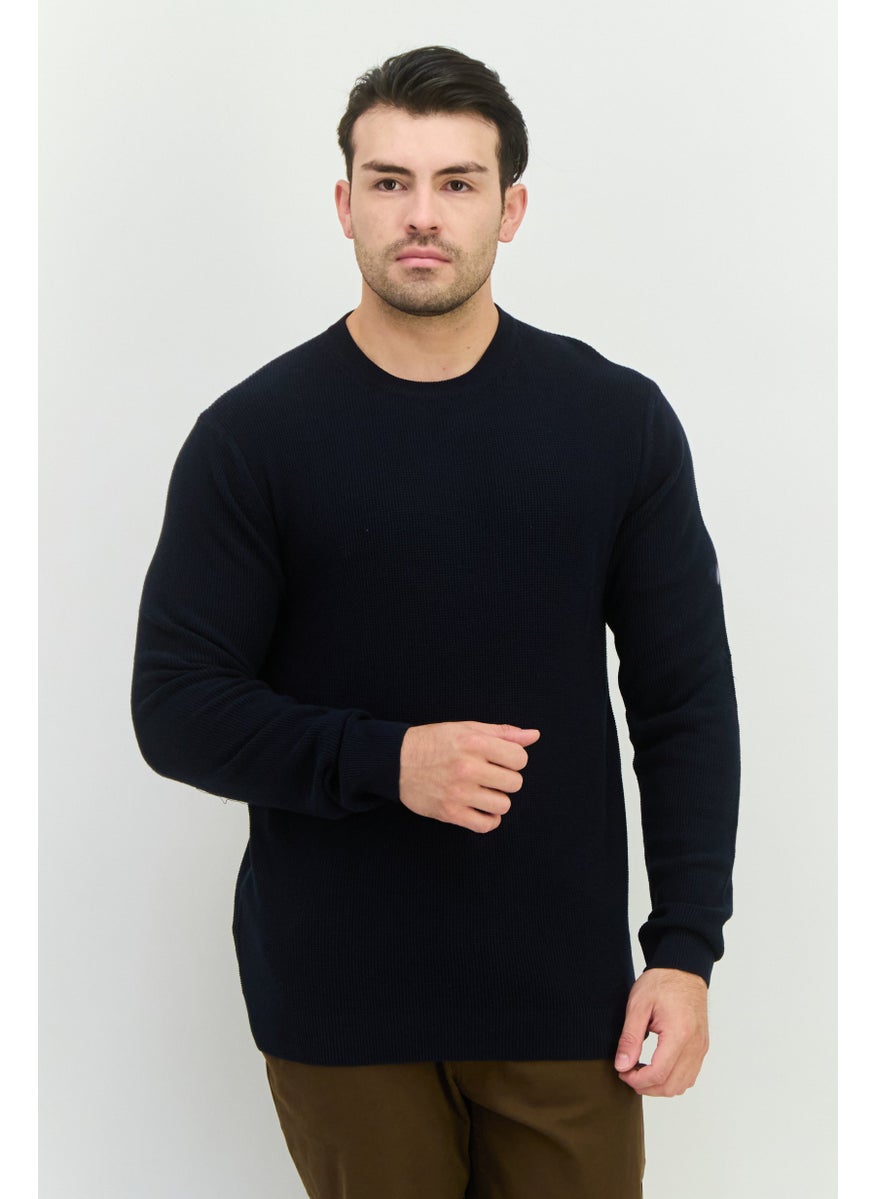 Men Crew Neck Long Sleeves Knitted Sweater, Navy - pzsku/Z15BFA368275720E01402Z/45/_/1738074254/9cad3144-cf93-4c5d-b7b0-365f348bc4ea