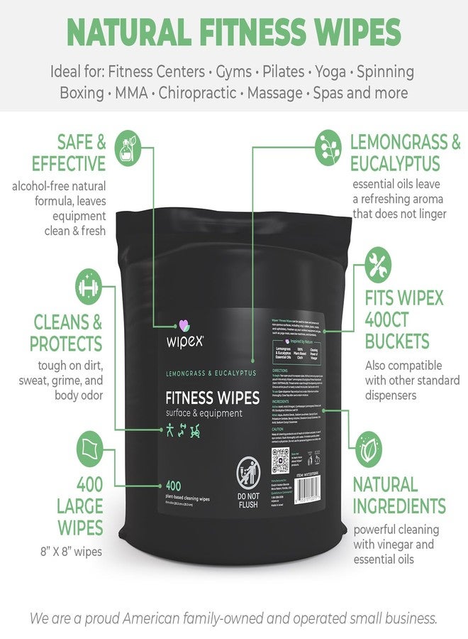 Wipex Fitness Wipes Bucket Refill Roll - Plant-based Fitness Equipment Wipes, Lemongrass, Eucalyptus & Vinegar to Clean Surfaces, Yoga Mat & Gym Cleaner and Peloton Bikes, 400 Count (Pack of 1) - Image 3