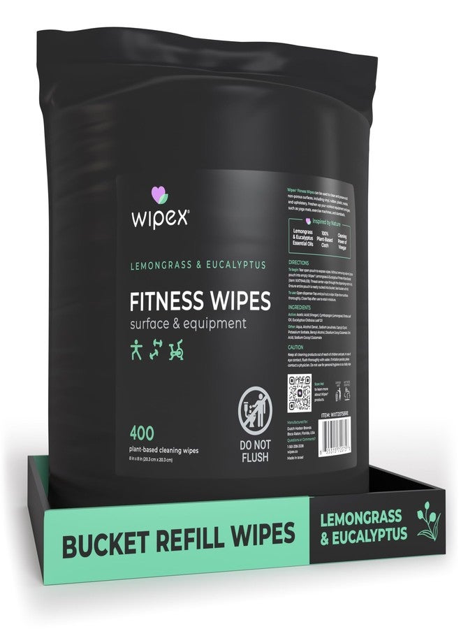 Wipex Fitness Wipes Bucket Refill Roll - Plant-based Fitness Equipment Wipes, Lemongrass, Eucalyptus & Vinegar to Clean Surfaces, Yoga Mat & Gym Cleaner and Peloton Bikes, 400 Count (Pack of 1) - Image 1