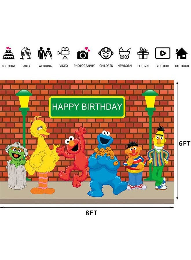 BewFar 7X5FT Sesame Street Photography Backdrop Brick Wall Background for Child Kid Portrait Boy Girl Birthday Baby Shower Supplies Photo Booth Prop - Image 2