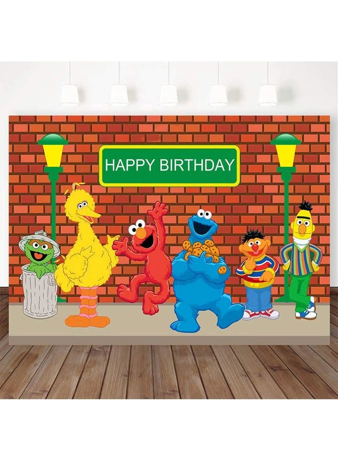 BewFar 7X5FT Sesame Street Photography Backdrop Brick Wall Background for Child Kid Portrait Boy Girl Birthday Baby Shower Supplies Photo Booth Prop - Image 1